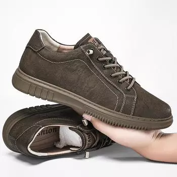 Модная мужская повседневная обувь в британском стиле, мужские кроссовки из натуральной кожи, роскошная обувь для взрослых, удобная обувь для вождения, модная вулканизированная обувь 36 хаки