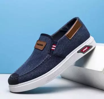 Модная мужская повседневная обувь Yuechen New Old Beijing Cloth Denim Мужские кроссовки Нескользящие износостойкие низкие парусиновые туфли 7 серый