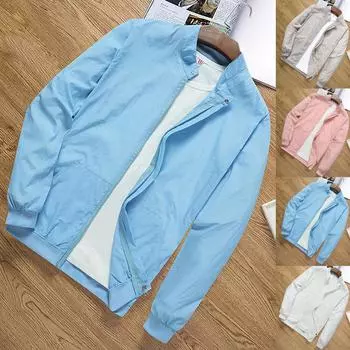 Модная мужская повседневная однотонная куртка с длинным рукавом и воротником-стойкой XXXXL серый