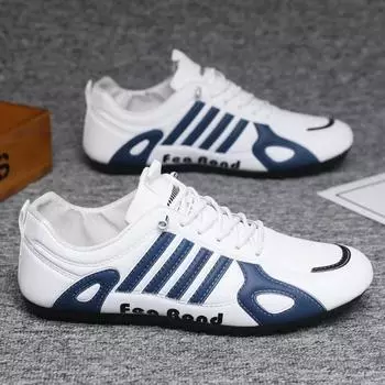 Модная мужская повседневная спортивная обувь Кожаная обувь на плоской подошве слипоны для скейтборда Кроссовки для ходьбы, путешествий, отдыха, бега 39 белый