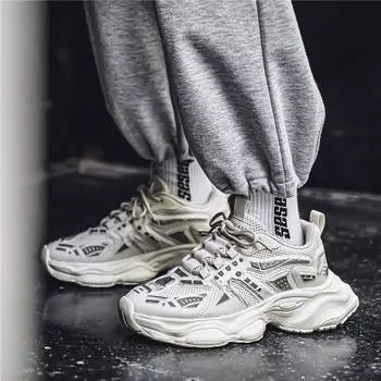 Модная мужская повседневная удобная обувь для студентов и мальчиков, трендовые мужские дышащие спортивные кроссовки с мягкой подошвой для бега 39 бежевый