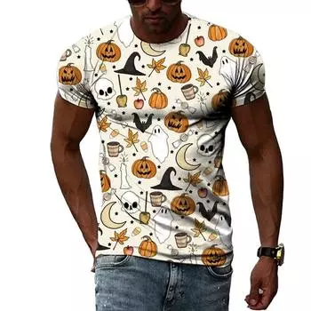 Модная мужская праздничная футболка с 3D принтом тыквы на Хэллоуин, повседневная мужская одежда с короткими рукавами, футболка большого размера XS-6XL 6XL