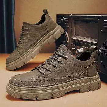 Модная мужская рабочая обувь весна-осень 2024 года, дизайнерская повседневная обувь на платформе для мужчин, кроссовки, износостойкая удобная спортивная обувь 39 хаки
