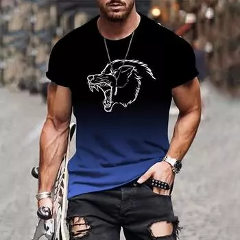 Модная мужская ретро-футболка с 3D-принтом и градиентом в стиле Харадзюку, повседневная уличная мужская футболка больших размеров, топы XS