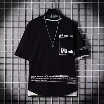 Модная мужская рубашка, повседневная футболка с буквенным принтом, свободные топы с круглым вырезом, мужские рубашки, уличная одежда, мужские футболки 3XL белый