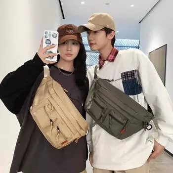 Модная мужская сумка через плечо 2024 года, новая модная повседневная поясная сумка большой вместимости, рюкзак через плечо, сумка для мальчиков, нагрудная сумка чёрный