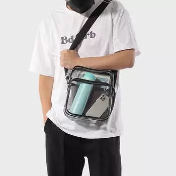 Модная мужская сумка через плечо из ПВХ, водонепроницаемая сумка через плечо, летний портативный прозрачный небольшой рюкзак прозрачный черный