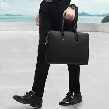 Модная мужская сумка из натуральной кожи, деловая, с легким кодовым замком, мужская сумка, высококачественный стильный мужской портфель чёрный