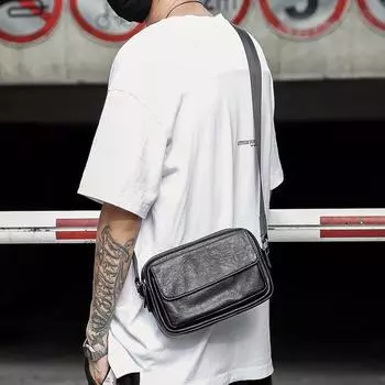 Модная мужская сумка-мессенджер небольшого размера — стильная и простая уличная мода чёрный