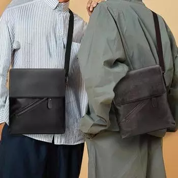 Модная мужская сумка, повседневная сумка, мужской кожаный рюкзак на одно плечо, сумка-мешок из коровьей кожи с застежкой-молнией темно-коричневого