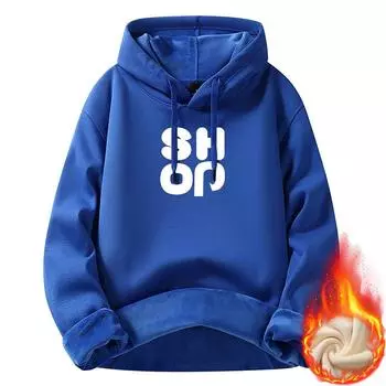 Модная мужская теплая толстовка осень-зима свободная трендовая толстовка с капюшоном новая модная толстовка с синим верхом M: recommended 80-55kg