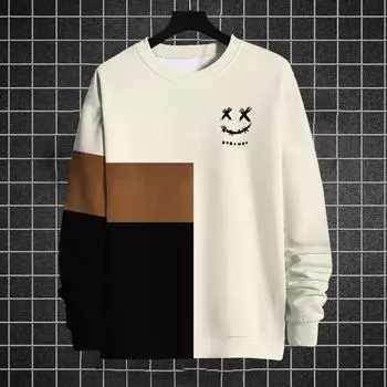 Модная мужская толстовка с длинным рукавом с забавным графическим принтом Футболки с принтом Осенние свободные толстовки с круглым вырезом Мужская одежда больших размеров Топы S