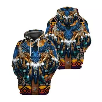 Модная мужская толстовка с капюшоном с 3D-принтом в этническом стиле в стиле бохо, нейтральный повседневный уличный стиль, свободный свитер, спортивная одежда S
