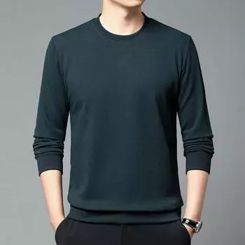 Модная мужская толстовка в корейском стиле на весну и осень, тонкая круглая горловина, длинные рукава, низ, однотонный верх M