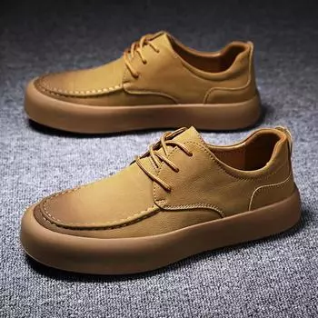 Модная мужская удобная кожаная обувь для вождения, формальная мужская обувь, модные туфли-оксфорды, повседневная мужская обувь без застежек, износостойкая обувь для отдыха и прогулок 38 жёлтый