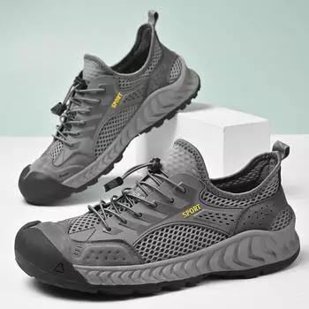 Модная мужская уличная обувь с полой дышащей повседневной сеткой 39 чёрный