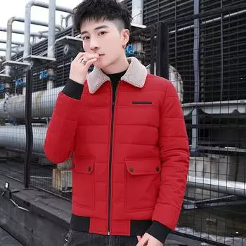 Модная мужская ветрозащитная и теплая, утолщенная и бархатная повседневная и популярная универсальная одежда с хлопковой подкладкой и куртки с хлопковой подкладкой для мужчин M чёрный