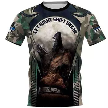 Модная мужская военная футболка с изображением голландской бельгийской овчарки, 3D-принт, стиль Харадзюку, одежда для домашних собак, удобная рубашка с коротким рукавом S