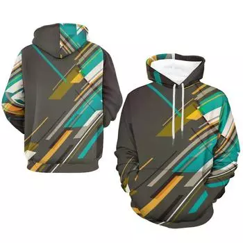 Модная мужская/женская толстовка с капюшоном на осень/зиму с простым нерегулярным принтом в полоску, абстрактная ветровка, свободная повседневная теплая толстовка с капюшоном S