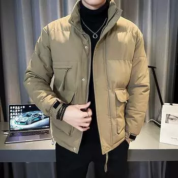 Модная мужская зимняя куртка-пуховик Parka 2024, новая теплая парка, мужские стеганые куртки, уличные пальто, толстые парки для пар XL чёрный