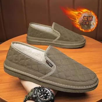 Модная мужская зимняя обувь, низкие теплые нескользящие мужские ботинки, водонепроницаемая домашняя хлопковая обувь, мокасины для вождения, повседневная обувь для мужчин 39 серый