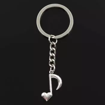 Модная музыкальная нота с сердцем 25x16 мм кулон 30 мм брелок для ключей бронзовый мужской автомобильный подарочный брелок серебряный