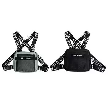 Модная нагрудная сумка, регулируемая женская и мужская жилетка, поясная сумка, нейлоновый уличный хип-хоп чёрный