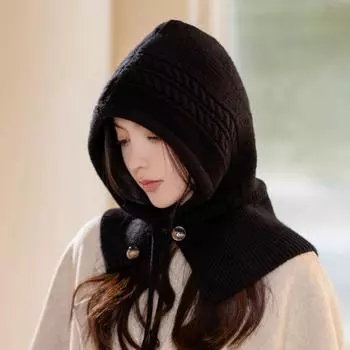 Модная накидка, термошапка, детский шарф, интегрированная шапка, зимняя шапка-ушанка Barak Method, вязаная шерстяная шапка