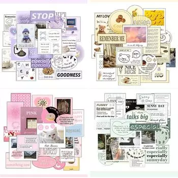 Модная наклейка для журнала для скрапбукинга для студентов, милый кот, щенок, десерт, небо, пейзаж, дневник, наклейка, сделай сам, Декор, наклейка для школы фиолетовый