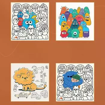 Модная настенная живопись, светящаяся граффити, маятниковая картина, прикроватное украшение для рабочего стола, мультяшная детская световая картина с монстром, подарок 20*20cm