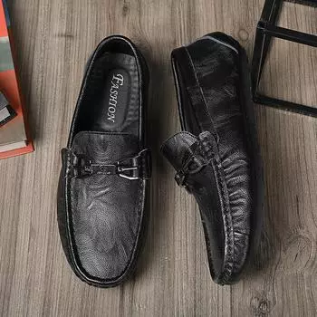 Модная натуральная кожа универсальная мужская удобная деловая обувь люксовый бренд классическая мужская обувь для свадьбы новая нескользящая мужская обувь 38 чёрный
