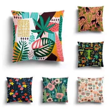 Модная наволочка для спальни, украшение для дома, диван, зеленое растение, красочный лист, цветок, серия 40x40cm