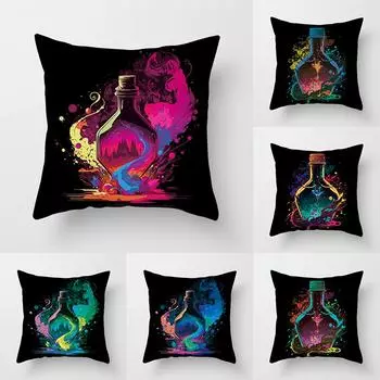 Модная наволочка с волшебной бутылкой, украшение с принтом, квадратный автомобильный диван, модная наволочка 45*45 см, обустройство дома 40x40cm