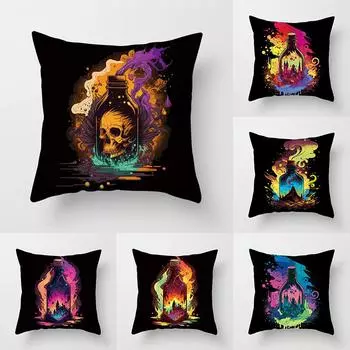 Модная наволочка с волшебной бутылкой, украшение с принтом, квадратный автомобильный диван, модная наволочка 45*45 см, обустройство дома 40x40cm