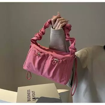 Модная нейлоновая плиссированная сумка-облако на шнурке для женщин, мягкая однотонная сумка-мессенджер через плечо для женщин