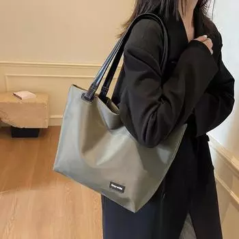 Модная нейлоновая простая однотонная лаконичная женская сумка-тоут на молнии, универсальная, красивая, дизайнерская, легкая, сумка через плечо