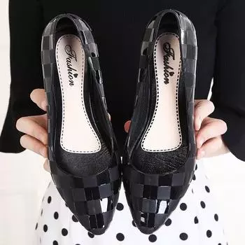 Модная непромокаемая обувь, непромокаемая обувь, женские летние прозрачные туфли, прозрачные туфли, нескользящие нескользящие непромокаемые туфли с неглубоким носком 36 фиолетовый