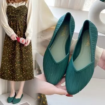 Модная непромокаемая обувь, непромокаемая обувь, женские летние прозрачные туфли, прозрачные туфли, нескользящие нескользящие непромокаемые туфли с неглубоким носком 40 чёрный