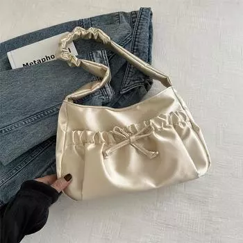 Модная нежная плиссированная сумка через плечо женская весенняя универсальная сумка подмышкой золотой