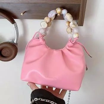 Модная нежная жемчужная цепочка-сумка, весенняя универсальная сумка-мессенджер через плечо, сумка-пельмень оранжевый