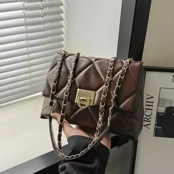 Модная нишевая цепочка женская сумка популярная новая сумка через плечо повседневная простая сумка-мессенджер пригородная простая женская сумка чёрный