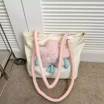 Модная нишевая дизайнерская студенческая сумка большой вместимости для женщин, новинка 2023, минималистичная повседневная сумка-тоут большой вместительности для женщин 40*33.5*11cm белый