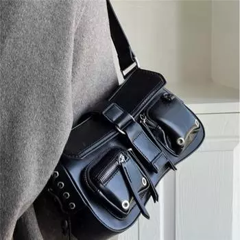 Модная нишевая сумка на плечо, сумка для подмышек, сумка-багет чёрный