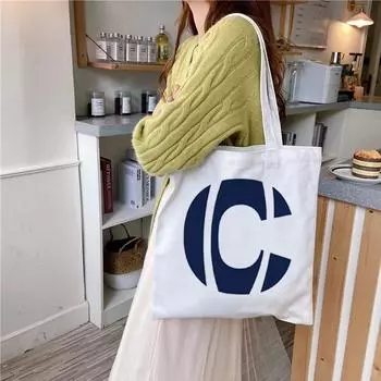 Модная нишевая сумка-тоут с мультяшным принтом алфавита, женская сумка-тоут Harajuku, сумка для покупок, сумка для покупок, женская парусиновая сумка, дорожная B 24*26cm