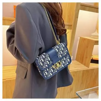 Модная нишевая универсальная женская сумка-мессенджер с цепочкой под мышкой - классический стиль с вышивкой на холсте