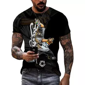 Модная новая мужская футболка с 3D-печатью в стиле хип-хоп, забавная летняя мужская повседневная уличная модная футболка с коротким рукавом и круглым вырезом S