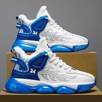 Модная новая мужская зимняя повседневная обувь, модная универсальная обувь для мужчин, теплые ботильоны, мужская бархатная утолщенная повседневная обувь, кроссовки для мужчин 38 белый