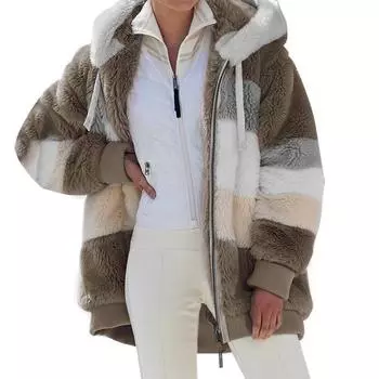 Модная новая осенне-зимняя свободная плюшевая разноцветная куртка с капюшоном, женская модная плюшевая толстовка 5XL чёрный