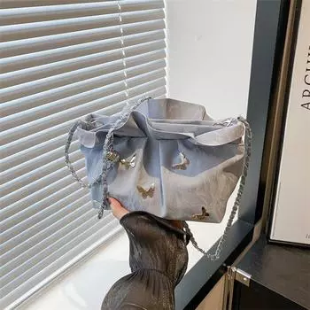 Модная новая повседневная летняя сумка-мессенджер через плечо 2024 года, новый тренд этого года, популярная эстетическая сумка-ведро чёрный