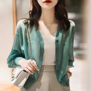 Модная новая повседневная трикотажная рубашка с длинным рукавом и V-образным вырезом, женские топы J394 One Size серый